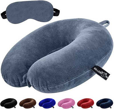 Billebon U-Shaped Soft Travelling Multipurpose Neck Pillow & Eye Shade(Grey)