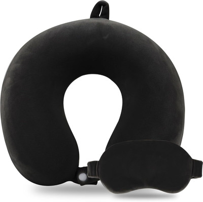 Soo Jaoo Microfiber Travel Pillow with Eye Mask Neck Pillow & Eye Shade(Black)