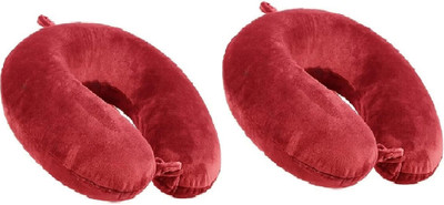 Everyonic U-Shape Velvet Supercomfy and Soft Travel Neck Support Rest Pillow Neck Pillow(Pack of 2 Red)