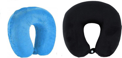 Jounwal Fibre U-Shaped Soft Travelling Multipurpose Neck Pillow(Light Blue, Black)