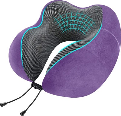 Greeli Premium Memory Foam Neck Support Pillow for Travel Comfortable and Portable Neck Pillow(Lavender)