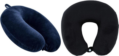 Jounwal Fibre U-Shaped Soft Travelling Multipurpose Neck Pillow(Nevi Blue, Black)