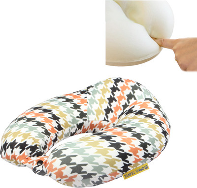 ORKA Travel Memory Foam Spandex Digital Printed High Back U Neck Pillow(Houndstooth Theme)