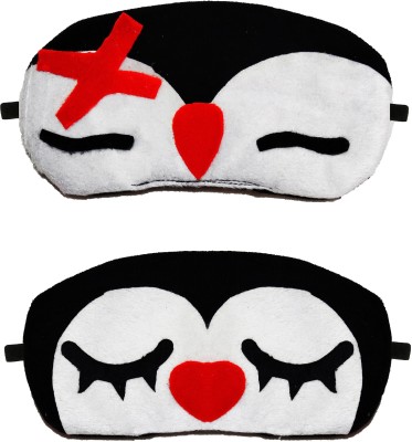 Juzzii Velvet Cute Cartoon Sleeping Eye Mask for Men Women Girl Boy M.No.4-5 Eye Shade(Black, white)