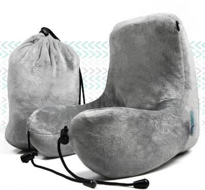 Cloudbliss Neck Pillow & Back Cushion for Airplane Seats, Office Chairs & Car Travel Neck Pillow(grey)