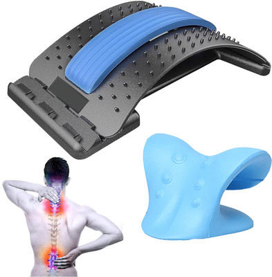 IDEALIMPACT 2 COMBO Neck and Shoulder Relaxer, Cervical Traction Device for Pain Relief Neck Pillow(BLUE + black)