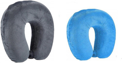 Jounwal Fibre U-Shaped Soft Travelling Multipurpose Neck Pillow(Grey, Light Blue)