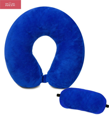 Juzzii Velvet Neck Pillow With Sleeping Eye Mask Combo for Road Trips & Flights-Blue Neck Pillow & Eye Shade(Blue)