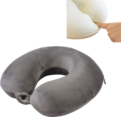 ORKA Premium Memory Foam U Neck Pillow Neck Pillow(Grey Black)