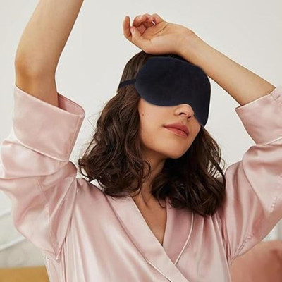 Maanisha Enterprises Eye Mask For Traveling, Sleeping With Blind Fold For Smooth & Comfortable Sleep Neck Pillow(Black)