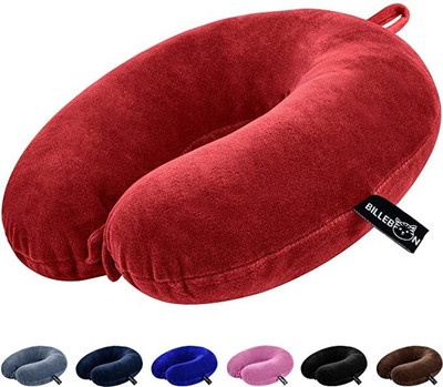 Billebon Premium Fiber Travel Pillow Adjustable 360 Degree Support Headrest Airplane Neck Pillow(Red)