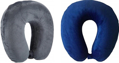 Jounwal Fibre U-Shaped Soft Travelling Multipurpose Neck Pillow(Grey, Blue)