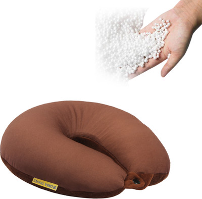 ORKA Travel Solid Micro Beads U Neck Pillow(Brown)