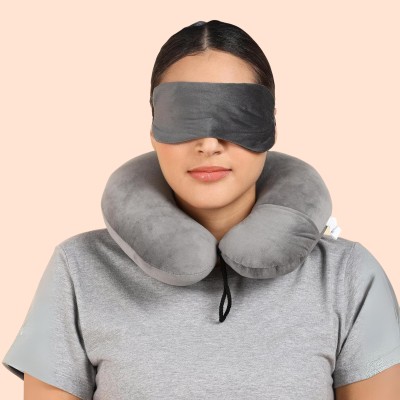 SAG Memory Foam U-Shape Traveling Headrest, Multipurpose Neck Pillow & Eye Shade(Grey)
