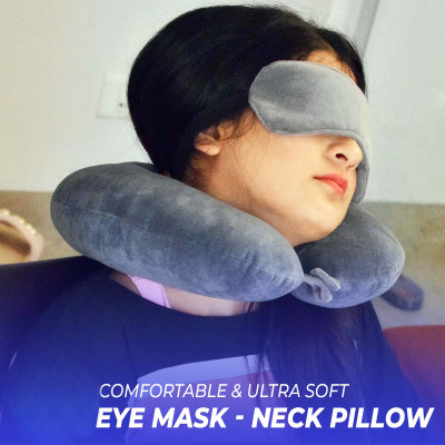 Zexsazone U Shap Soft Neck Pillow travelling headrest, Multipurpose neck rest with Eyemask Neck Pillow(Grey)