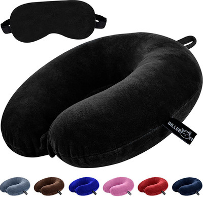 Billebon U-Shaped Soft Travelling Multipurpose Neck Pillow & Eye Shade(Black)