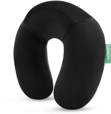 EOXO Travel Neck Pillow Cushion for Flight Car & Office | U-Shaped Headrest with Soft Neck Pillow(Black)