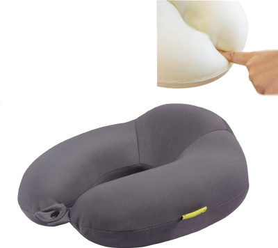 ORKA Travel Memory Foam Spandex Solid High Back U Neck Pillow(Grey)