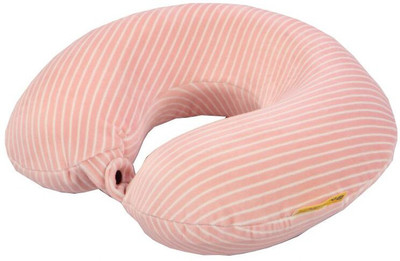 ORKA Travel Classic Super Soft Stripe Printed Memory Foam U Neck Pillow(Peach)