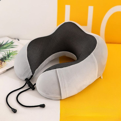 QP360 Extra Soft Memory Foam Luxury Travel Neck Support Rest Pillow Neck Pillow(Grey)