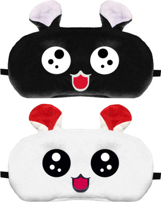 Varnar Super Soft Cute Cartoon Doll Sleeping Eye Mask Blindfold for Men Women Girl Boy Eye Shade(Black, White)