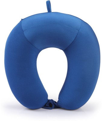 ORKA Travel Memory Foam Spandex Solid High Back U Neck Pillow(Medium Blue)