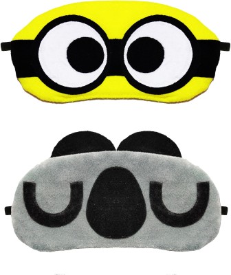 Juzzii Velvet Cute Cartoon Sleeping Eye Mask for Men Women Girl Boy M.No.10-28 Eye Shade(Yellow, Grey)
