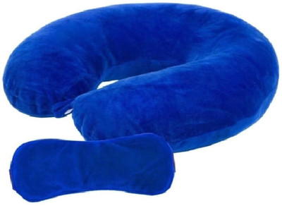 Everyonic U-Shaped Micro Fiber Soft Cushions Neck Pillow & Eye Shade(BLUE)