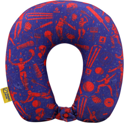 TRAVEL BLUE Memory Foam Pillow Cricket Mania Neck Pillow(Blue Red)
