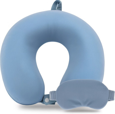 Soo Jaoo Microfiber Travel Pillow with Eye Mask Neck Pillow & Eye Shade(Sky Blue)