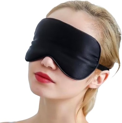 AM SAFE -X DELIVERING THE BEST Natural Silk Sleep Mask Blindfold - Super-Smooth Eye Mask for Sleeping Neck Pillow & Eye Shade(Black)