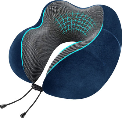 Greeli Premium Memory Foam Neck Support Pillow for Travel Comfortable and Portable Neck Pillow(Navy Blue)