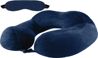 Everyonic U-Shaped Micro Fiber Soft Cushions Neck Pillow & Eye Shade(Navy Blue)