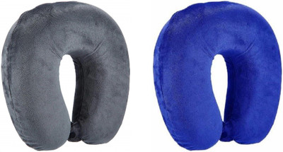 Jounwal Fibre U-Shaped Soft Travelling Multipurpose Neck Pillow(Grey, Dark Blue)