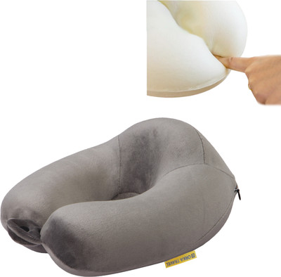 ORKA Travel Solid Super Soft Memory Foam High Back U Neck Pillow(Grey)