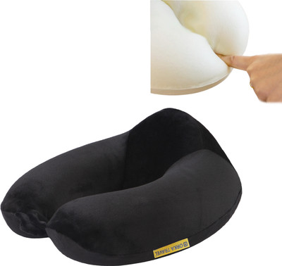 ORKA Travel Solid Super Soft Memory Foam High Back U Neck Pillow(Black)