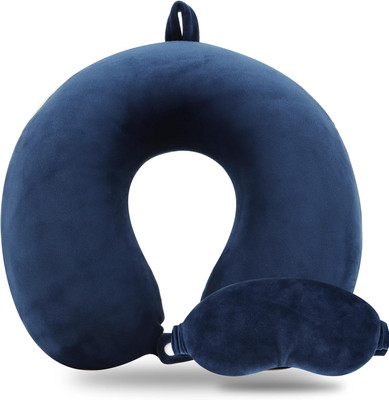 Soo Jaoo Microfiber Travel Pillow with Eye Mask Neck Pillow & Eye Shade(Dark Blue)
