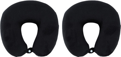 Jounwal Fibre U-Shaped Soft Travelling Multipurpose Neck Pillow(Black, Black)