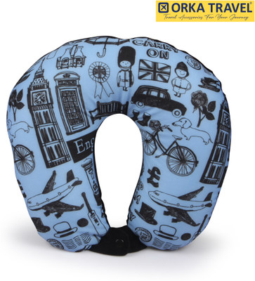 ORKA Travel Digital Printed Spandex With Micro Beads Travel U Neck Pillow(Keep Calm Theme)