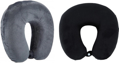 Jounwal Fibre U-Shaped Soft Travelling Multipurpose Neck Pillow(Grey, Black)