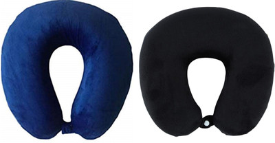 Jounwal Fibre U-Shaped Soft Travelling Multipurpose Neck Pillow(Blue, Black)