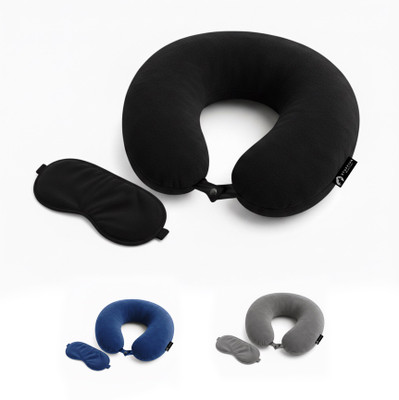 Stuffiva U Shape Neck Pillow travelling headrest, with Eye mask Neck Pillow Neck Pillow & Eye Shade(Grey)