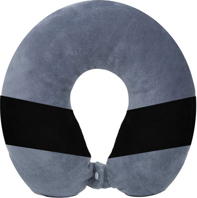 Juzzii Velvet Unisex U Shaped Dual Tone Micro Fiber Cushion Neck Rest Pillow for Travel Neck Pillow(Grey & Black)