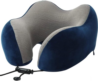 Billebon Memory Foam Luxury Travel Neck Support Rest Pillow with Soft Removable Cover Neck Pillow(Navy Blue)