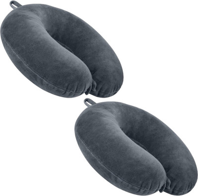 aeTHEric Premium Fiber Filled Neck Pillow, Aeroplane Travel Pillow Neck Support pack of 2 Neck Pillow(Grey)