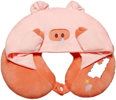 DCELLA Memory Foam Animals, Toons & Characters Travel Pillow Pack of 1(Pink)