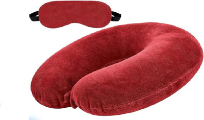 Everyonic Fibre U-Shaped Soft Travelling Multipurpose Pillow Neck Pillow & Eye Shade(Red)