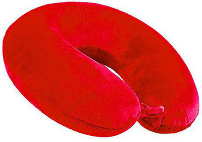 Juzzii Soft Velvet U-Shaped Pure Micro Fiber Cushions Neck Rest Pillow for Men, Women Neck Pillow(Red)