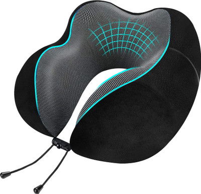 Greeli Premium Memory Foam Neck Support Pillow for Travel Comfortable and Portable Neck Pillow(Black)