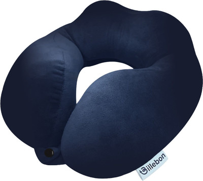 Billebon Premium Neck Pillow Airplane Travel Neck Adjustable 360 Degree Support Head Rest Neck Pillow & Eye Shade(Navy Blue)